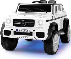 JOYLDIAS 12V Kids Ride on Car 3 Speeds Licensed Mercedes-Benz Electric Toy w/ Bluetooth, Remote Control, LED Lights (White)
