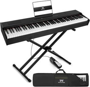 Mustar Weighted Digital Keyboard Piano 88 Keys Hammer Action with Stand, Bluetooth, Portable Case, Sustain Pedal (Black)