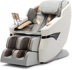 Massage Chair Full Body, SL Track Zero Gravity Massage Chair Recliner with Heating, Bluetooth Speaker, Body Scan, Foot Roller & Airbags Massage, AI Voice Control, Wireless Charging, White