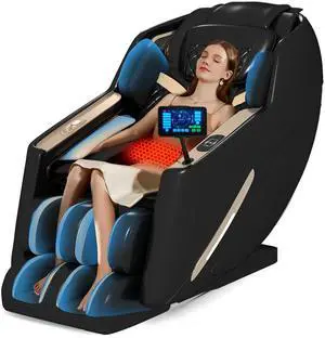 Massage Chair Full Body, Zero Gravity Massage Chair SL-Track Shiatsu Massage Recliner Chair with AI Voice Control, Heating, Bluetooth Speakers, Foot Massager, Full Body Airbags (Black)
