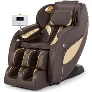 Massage Chair Full Body, Zero Gravity Massage Chair SL-Track Shiatsu Massage Recliner Chair with 12 Modes, Bluetooth Speakers, Body Scan, Heating, Foot Roller, AI Control, Airbags, Brown