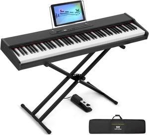 Mustar 88-Key Electronic Digital Piano, Semi Weighted Keys, MDF, Double tube Stand, MIDI USB, Storage Bag, Sustain Pedal, Power Supply, Built-in speaker (Black)