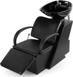 Artist Hand Ceramic Bowl Shampoo Chair Adjustable Backwash Sink Salon Wash Unit Shampoo Station with Footrest