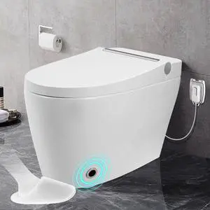 COSVALVE Heated Seat Smart Toilet, One Piece Automatic Flush Tankless Toilet with Foot Sensor Flush, Blue Night Light, Knob Control, Power Outage Flushing