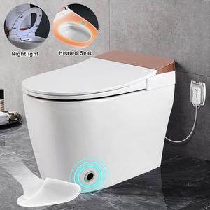 COSVALVE Smart Toilet Heated Seat Foot Kick Operation Automatic Powerful Flush Tankless Toilet with Knob Control White Night Light Power Outage Flushing