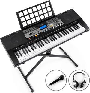 Mustar 61 Keys Electric Keyboard Piano with Stand, Touch Sensitive for Beginners, Headphones, Microphone, MP3/USB/LCD Screen