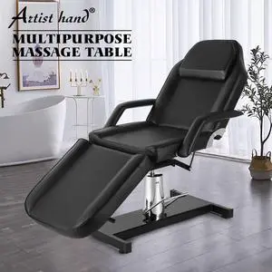 Artist hand Hydraulic Facial Table Tattoo Chair Massage Bed Adjustable Professional for Esthetician Beauty Spa Lash Bed for Eyelash Extensions Salon Equipment Barber Chair Salon Chair (Black)