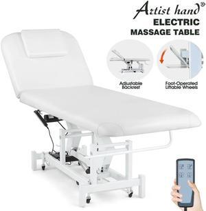 Artist hand Electrical Facial Bed for Esthetician 110V Removable Massage Table 2 Motor Beauty Bed Medical Aesthetic Tattoo Chair with Adjustments, Hand/Foot-Operated,White