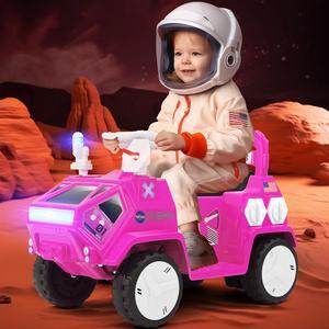 JOYLDIAS 12V Ride On Car for Kids, Mars Rover Ride On Toy with Radar, Alarm, Remote Control, Music, Bluetooth, Lights, Pink