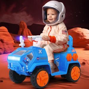 JOYLDIAS 12V Ride On Car for Kids, Mars Rover Ride On Toy with Radar, Alarm, Remote Control, Music, Bluetooth, Lights, Blue