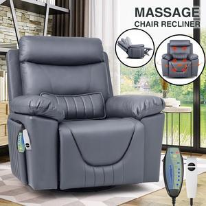 COSVALVE Recliner Chair, PU Leather Massage Chair, Rocking Single Sofa, Heated Home Electric Reclining Sofa Chair, 360° Swivel Ergonomic Living Room Chair with Cup Holders, Side Storage, Brown