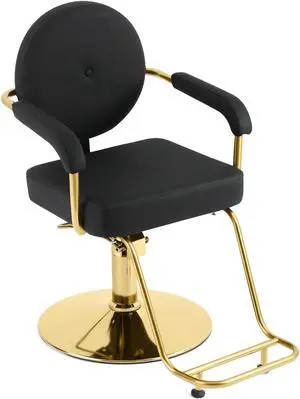 Artist hand Salon Chair for Hair Stylist, Hydraulic Barber Chair 360° Swivel Hair Stylist Chair, Wide & Thick Seat Comfortable Salon and Spa Beauty Equipment Black and Gold
