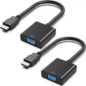 HDMI to VGA Adapter, Gold-Plated HDMI Converter (Male to Female) Compatible for Computer, Desktop, Laptop, PC, Monitor, Projector, HDTV, Chromebook, Raspberry Pi, Roku, Xbox and More - 2 Pack HDMI to VGA Adapter, Gold-Plated HDMI Converter (Male to Female) Compatible for Computer, Desktop, Laptop, PC, Monitor, Projector, HDTV, Chromebook, Raspberry Pi, Roku, Xbox and More - 2 Pack