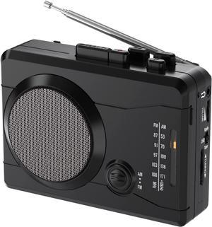 ByronStatics Black AM FM Radio - Small Portable Radios Vintage/Retro with  Headphone Jack, Large Analog Rotary Tuning Dial - Power Plug or 4 x 1.5V AA