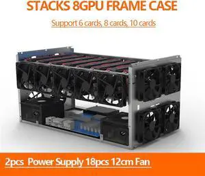 Acaigel For Crypto ETH BTC 6/8/10 GPU Card Open Air Frame Case Mining Bracket Stackable