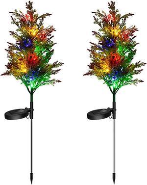 2PCS Solar Color LED Tree Garden Lights Yard Lights Christmas Decorations