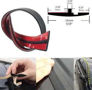 Paiying 3 Meters T-Shape Rubber Car Windshield Sunroof Triangular Window Edge Seal Strip