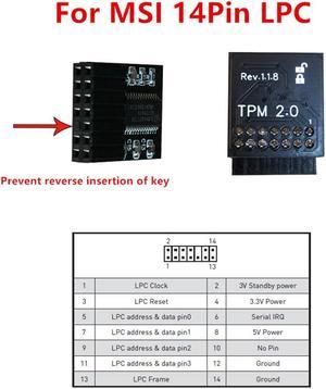 TPM 2.0 Security module Trusted PlatForm Module For MSI 14PIN LPC MS-4136 1 PC