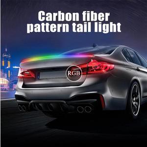 47" Universal Car Rear Trunk Lip Spoiler + RGB LED Tail Light Carbon Fiber Look