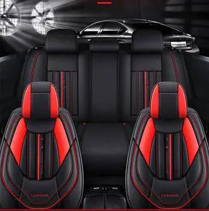 Paiying Full Set Car Seat Covers for 5-seats Sedan SUV Hatchback Black + Red PU Leather Paiying Full Set Car Seat Covers for 5-seats Sedan SUV Hatchback Black + Red PU Leather
