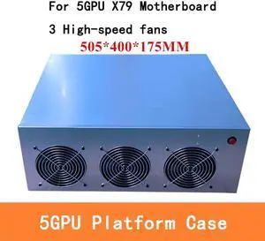 FYUU 5 GPU Server Case with 3 Fans Frame Mining Rig House Machine Platform For X79 Motherboard ETH