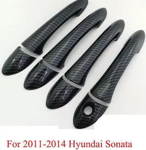 Acaigel Carbon Fiber Look Exterior Door Handle Cover Trim For 2011-2014 Hyundai Sonata