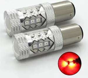 Acaigel 2pc Red 1157 BAY15D 3030 LED Light Bulbs For 12V Car Tail Stop Brake Turn Signal