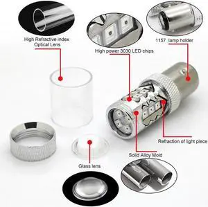 Paiying 2pc Red 1157 BAY15D 3030 LED Light Bulbs For 12V Car Tail Stop Brake Turn Signal