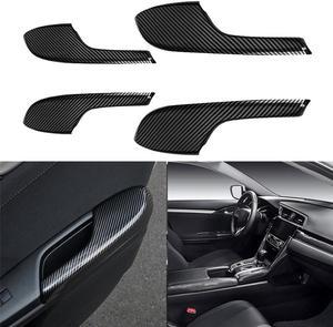 Car Carbon Fiber Look Interior Door Armrest Panel Trim For Honda Civic 2016-2020