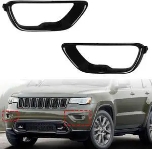 Acaigel Black Front Fog Light Cover Fog Lamp Trim For Jeep Grand Cherokee 2017-2021 2019