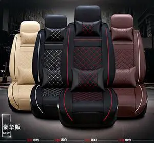 Paiying Beige Pu Leather Full Set Car Seat Cover Protector  w/ Pillows US Stock