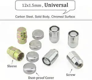 Yassdwbn Car Steel M12x1.25 Wheel Lock Lug Nut +4 Pcs Anti Theft Locking Nut w/ 2 Key Set Yassdwbn Car Steel M12x1.25 Wheel Lock Lug Nut +4 Pcs Anti Theft Locking Nut w/ 2 Key Set