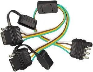 Paiying Flat 4-Way 4 Pin Trailer Y-Splitter Harness Adapter LED Tailgate Light Bar 1Pc