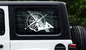 Acaigel White Compass Rose Car Hood Compass Decal Auto Vinyl Bonnet Sticker