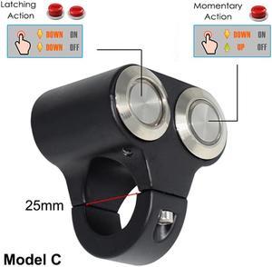 1" 25mm Blue LED Motorcycle Handlebar Switch+Manual-return+Self-return Button X1