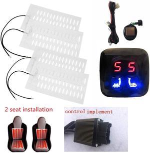 Yassdwbn Universal 12V 2 Seats 4 Pad Carbon Fiber Car Seat Heater Cushion Pad 5 Level Switch