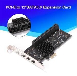 PCIE 1X To 12-Port SATA3.0 Card For Chia Mining Expansion Card Black 6Gbps Rate