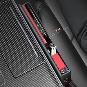 Furulu 30x20x5CM PU Leather Front Seat Organizer Box Car Console Side Seat Gap Filler