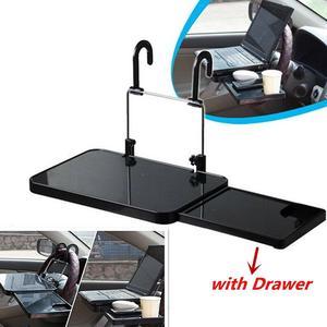 Multifunctional Foldable Car Steering Wheel Back Seat Tray Table Desk Mount with Drawer For Tablet PC Laptops