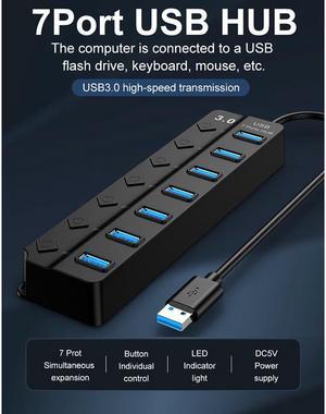 USB 3.0 Hub 7-Port Multi USB Splitter USB Hub, 5Gbps HighSpeed Data Transmission USB Splitter For Laptop, Mobile HDD