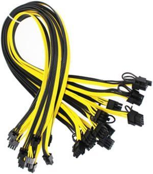 Acaigel 10 x 60cm Quality 6pin To 8Pin (6+2Pin) PCI-E Cable 18AWG Mining Plastic & Metal