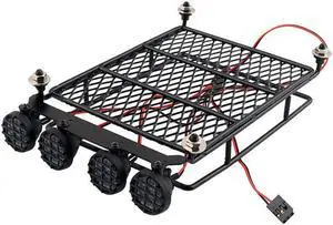 Roof Rack Luggage Carrier with LED Light Bar for 1/10 Traxxas Defender TAMIYA CC01 Axial SCX10 RC Car Prts Accessories