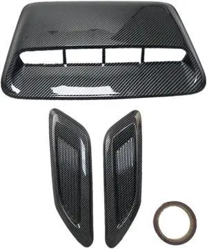 Acaigel 3Pcs Carbon Fiber ABS Car Hood Scoop Center & Side Intake Decorative Covers USA
