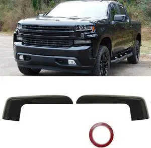 Acaigel 1 Pair Gloss Black Rear View Mirror Cover Cap For Chevy Silverado 2019-2024