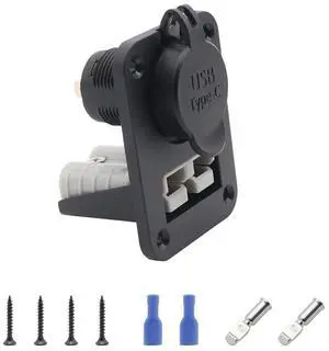 Yingshan Flush Mount Recessed Plate For Anderson Style Plug 50 Amp W/ Usb + Type C Socket