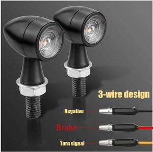 Furulu Pair Mini Bullet Aluminum Motorcycle Led Turn Signals 12V Brake Red Flashing  Lamp Amber Red