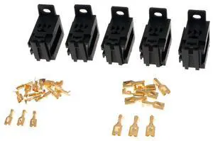 FYUU 5 Sets 40A 5Pin Car Relay Socket with 6.3mm & 4.8mm Terminals Kit For Car Truck