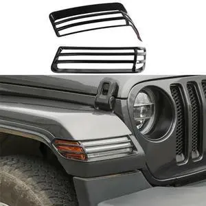 Acaigel Front Wheel Eyebrow Lamp Cover Trim Glossy Black For Jeep Wrangler 2018-2022 US