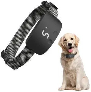 Rechargeable Anti-Barking Dog Training Collar  with Sound & Vibration Control - Black