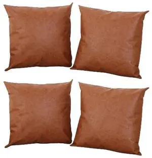 Vegan Leather Throw Pillow Covers - 4pack- 4x Brown